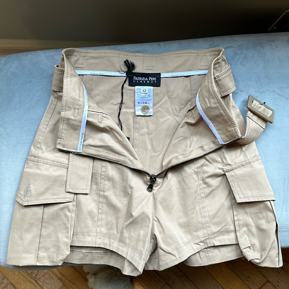 High rise cargo shorts